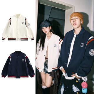 Youtang Áo khoác bóng chày thêu chữ Mỹ mùa xuân nam nữ chắp vá áo khoác rộng rãi