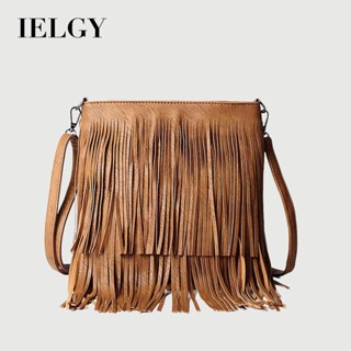 IELGY nữ đi biển phong cách ngày lễ bằng da PU dây kéo tua rua túi chéo