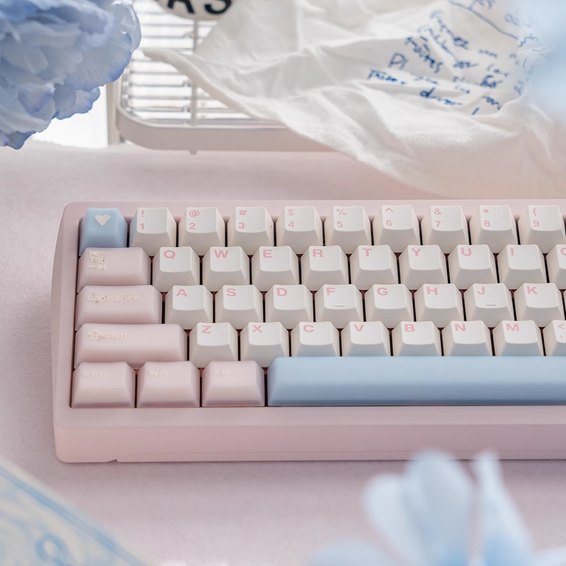 [Chỉ Keycap] Keycap Oolong Đào Trắng Trong Suốt 164 Phím Cherry Profile ABS + PBT Double Shot Cho Ch