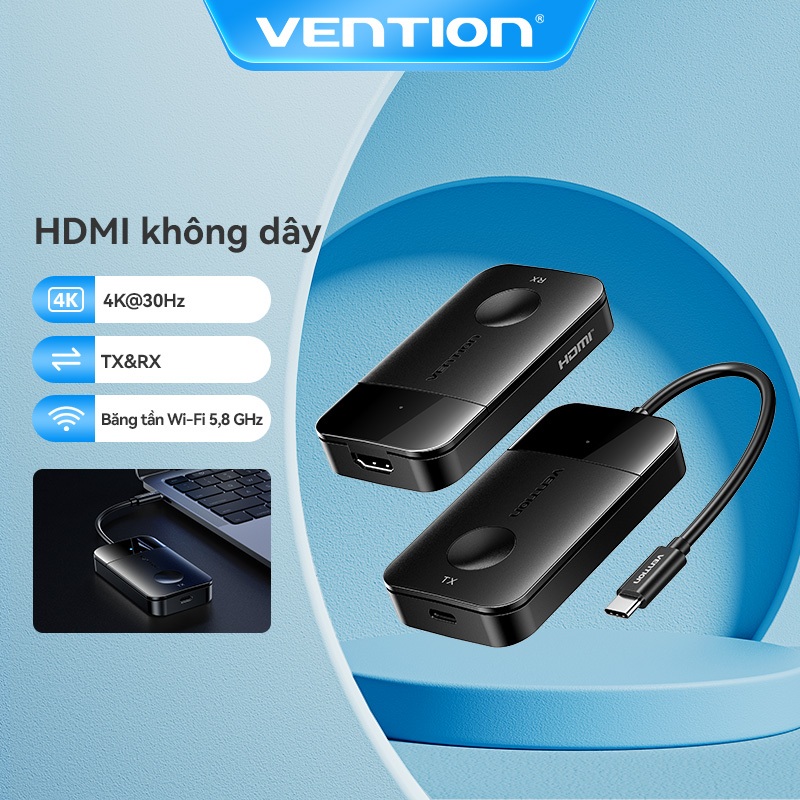 Bộ phát và thu tín hiệu ổn định USB-C sang HDMI không dây Vention 4K ULTRA HD Truyền tín hiệu ổn địn