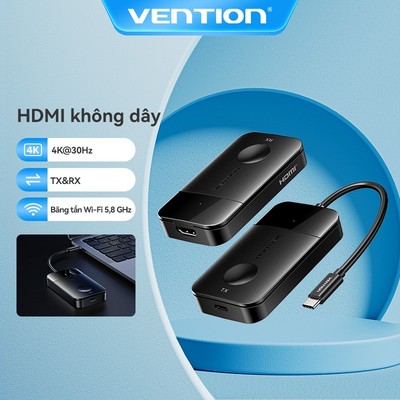 Bộ phát và thu tín hiệu ổn định USB-C sang HDMI không dây Vention 4K ULTRA HD Truyền tín hiệu ổn định trong vòng 50 m Máy chiếu 5,8 GHz WiFi 60W cho màn hình lớn
