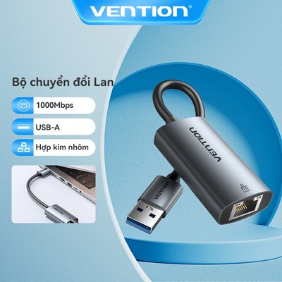 Bộ chuyển đổi Vention USB 3.0 sang Gigabit Ethernet Siêu nhanh 1000Mbps cho Laptop / MacBook / PC Hợp kim nhôm Kết nối ổn định