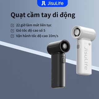 JISULIFE Quạt Turbo Jet, Quạt cầm tay mini , 5000mAh, pin dùng 22 giờ, gió siêu mạnh 10m/s, di động, có dây đeo