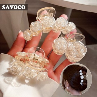 Savoco Trắng Thanh Lịch Hoa Camellia Kẹp Tóc Nữ Mũ Đội Đầu Hoa Hồng Cá Mập Bắt Kẹp SC067