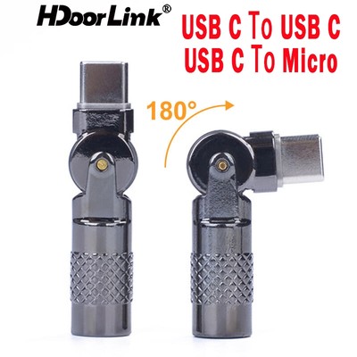 Bộ chuyển đổi HdoorLink USB C sang C Xoay 180 độ Bộ chuyển đổi sạc nhanh 3A ﻿Đầu nối nữ Type C sang Micro USB