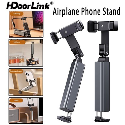 Giá đỡ điện thoại máy bay HdoorLink Giá đỡ điện thoại du lịch di động 360° Kẹp điện thoại di động có thể điều chỉnh xoay cho máy tính để bàn ngoài trời