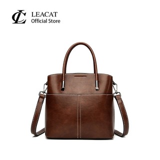  Túi xách da sáp dầu Leacat niche cao cấp đi lại một vai nữ sức chứa lớn túi đeo chéo nữ 