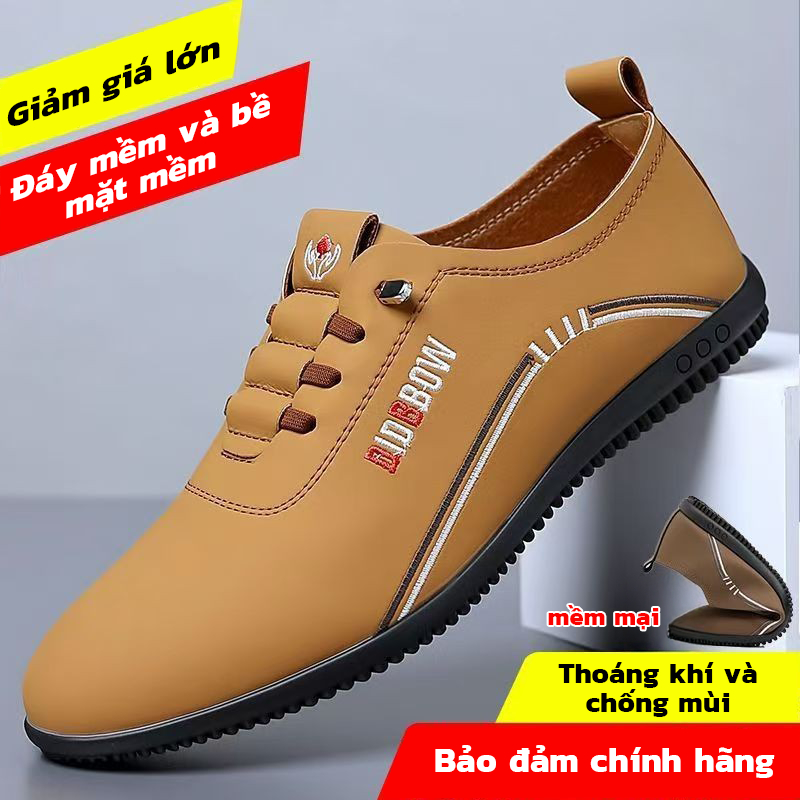 Giày Da Công Sở Nam Thoáng Khí Đế Mềm Giày Đế Bằng Anh Batta Slip-On Giày Lười Thời Trang Doug Giày