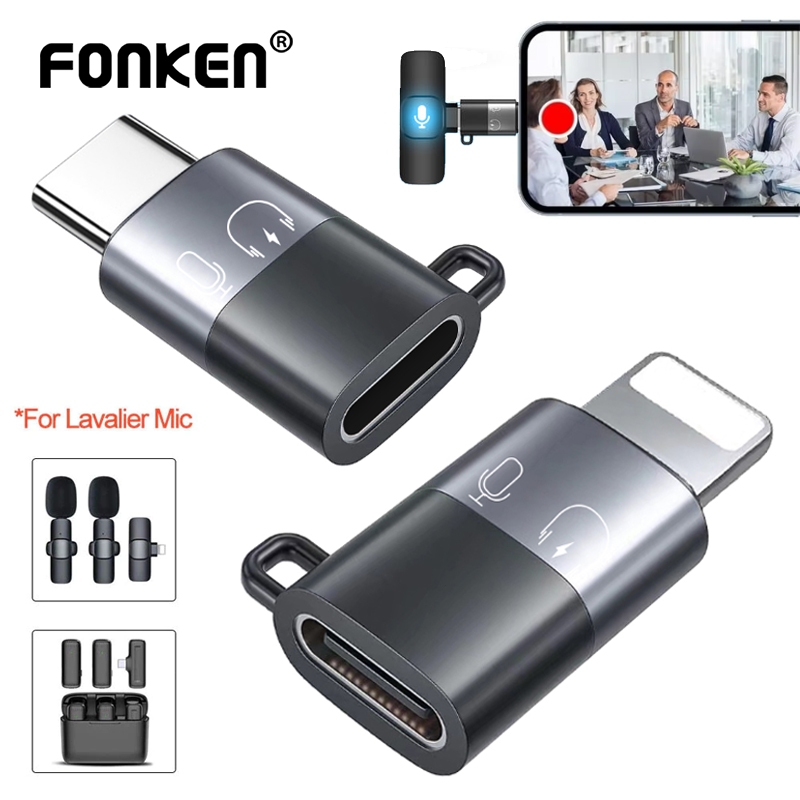 Bộ chuyển đổi micro không dây Fonken Type C sang iOS Bộ chuyển đổi âm thanh sạc iOS Male sang Type-C