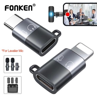 Bộ chuyển đổi micro không dây Fonken Type C sang iOS Bộ chuyển đổi âm thanh sạc iOS Male sang Type-C Female