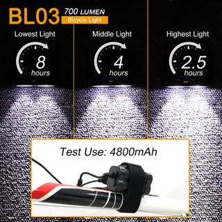 Đèn pha xe đạp SecurityIng BL03 700 Lumens Đèn pha xe đạp thay thế chạy bằng USB với 4 chế độ để đi đêm / ngoài trời / cắm trại