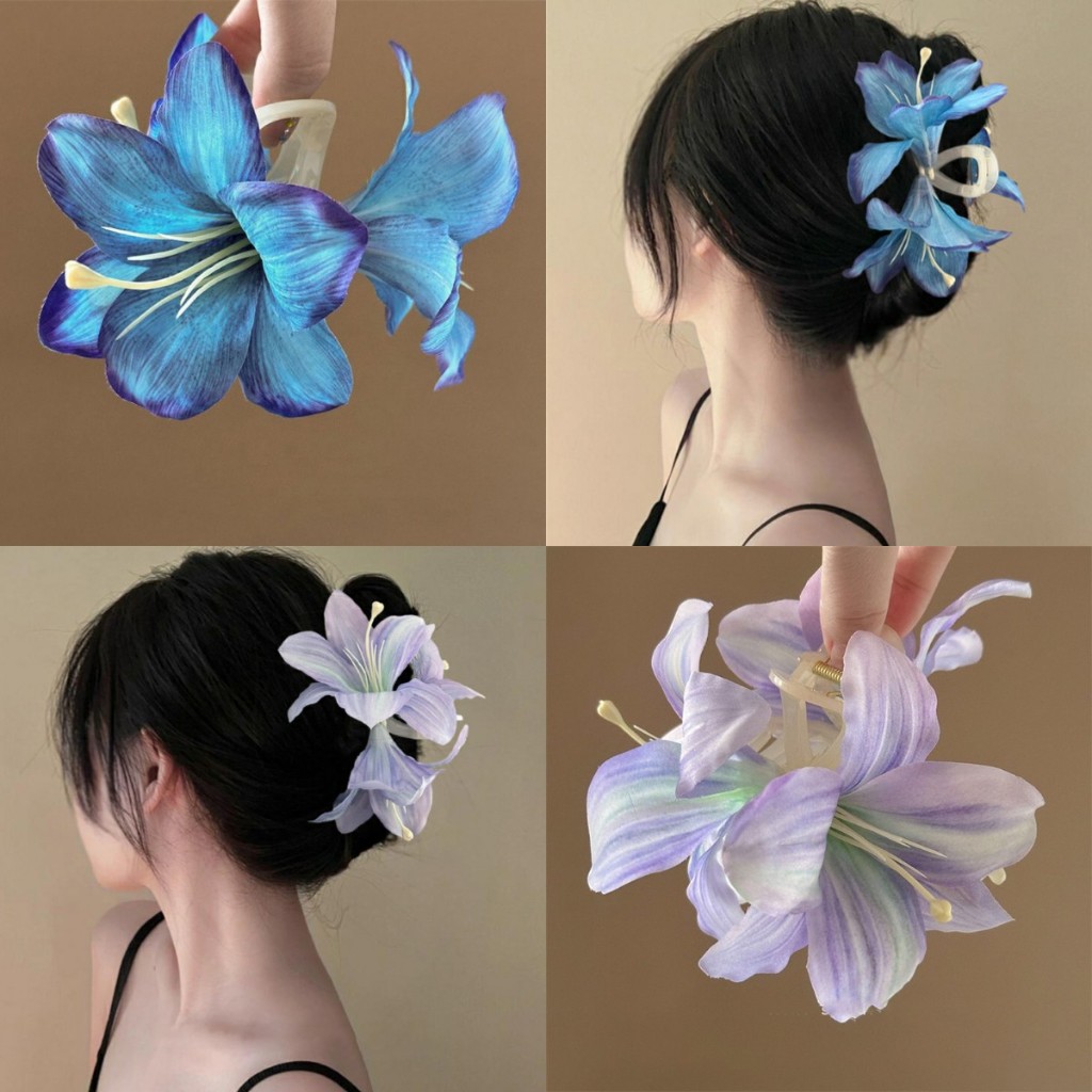 kẹp tóc hoa huệ nữ mùa hè và mùa xuân kẹp càng cua lớn kẹp tóc sau phụ kiện tóc