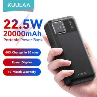  ‌ KHUYẾN MÃI  Sạc Dự Phòng KUULAA 20.000mAh PD 22.5W Màn Số - 2 Cổng USB Giá Tốt Nhất Sạc Nhanh iPhone Android 