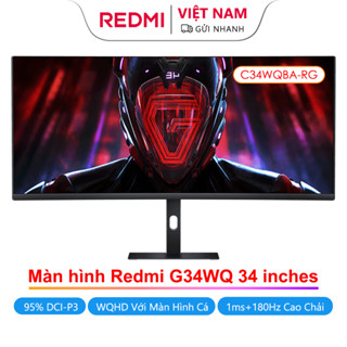 Màn hình thể thao điện tử Redmi 34 inch G34WQ, Bề mặt cong WQHD với màn hình cá, Tốc độ làm mới 180Hz, Gamut màu rộng DCI-P3 95%, để hiển thị màn hình máy tính