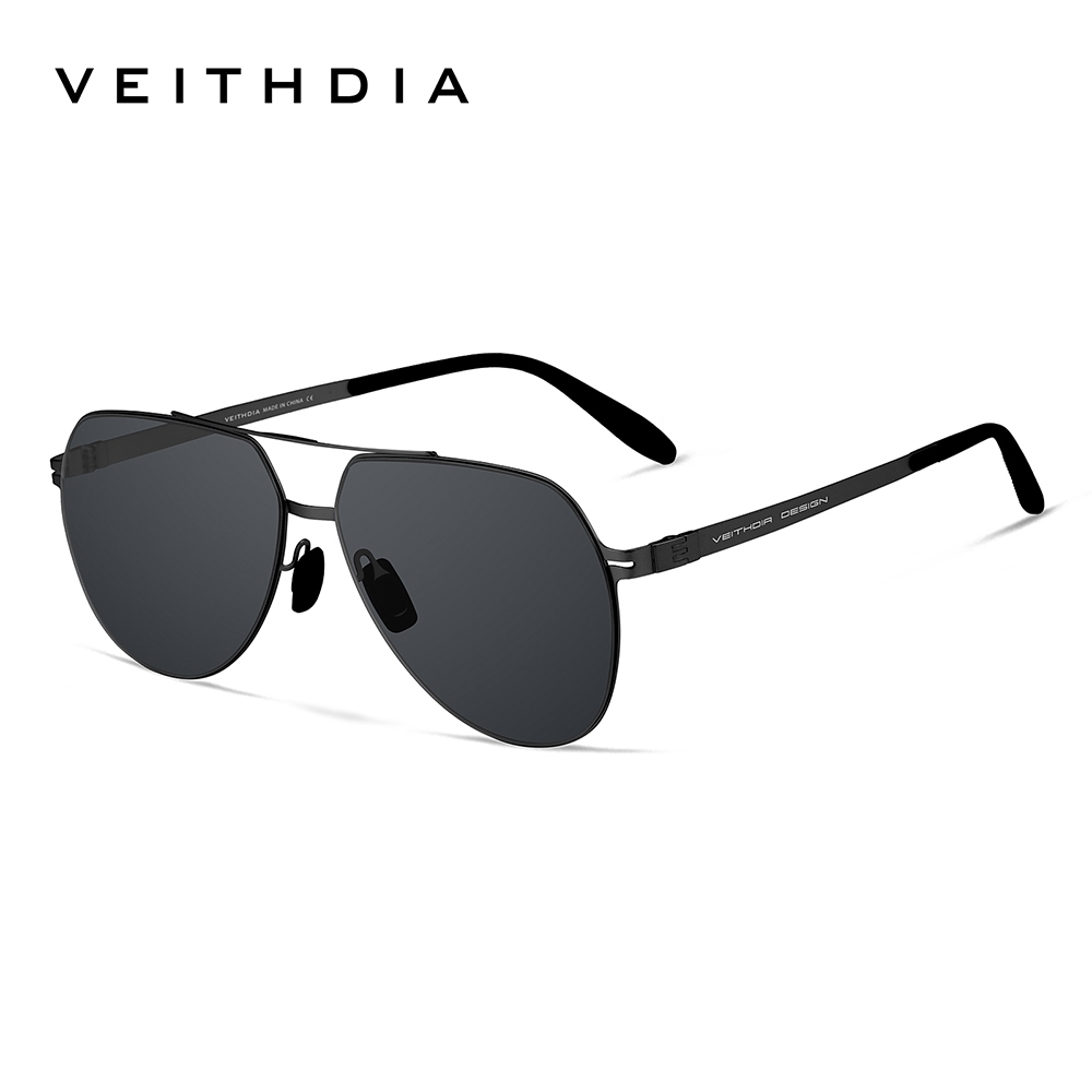 Kính râm phân cực phong cách Aviator dành cho nam VEITHDIA có khung thép không gỉ Ống kính Nylon độ phân giải cao Bảo vệ tia cực tím V8215
