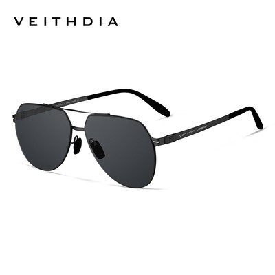 Kính râm phân cực phong cách Aviator dành cho nam VEITHDIA có khung thép không gỉ Ống kính Nylon độ phân giải cao Bảo vệ tia cực tím V8215