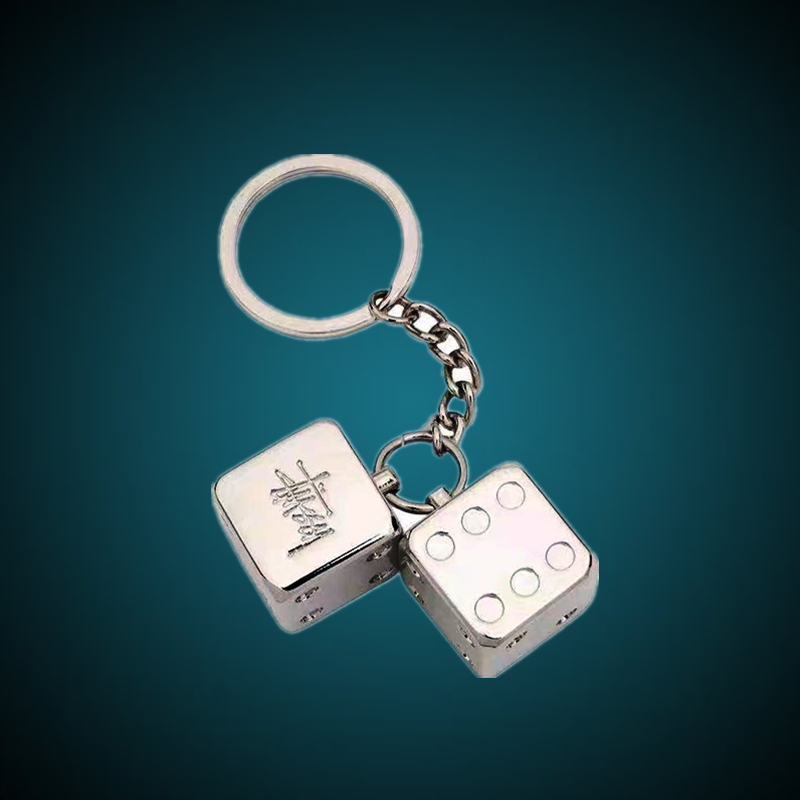Dạo Phố STUSSY Bạc KIM LOẠI DICE KEYCHAIN DICE KEYCHAIN KEYCHAIN Ba Lô Mặt Dây Chuyền DICE Mặt Dây C