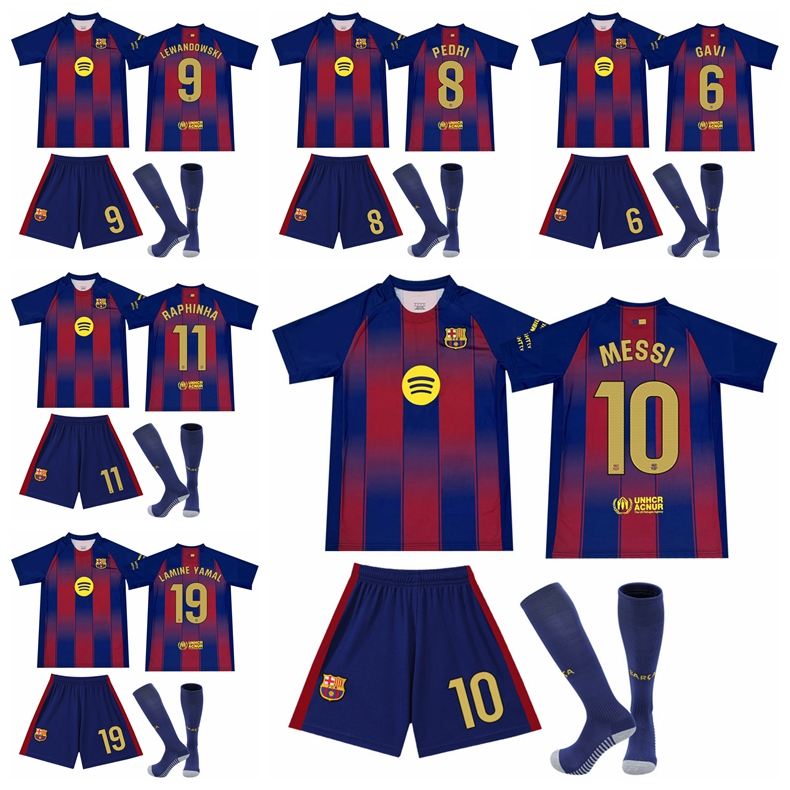 Mùa giải 2025-26 Barcelona Sân nhà Thể thao Jersey Gavi Pedri Lewandowski Messi Raphinha Yamal Olmo 