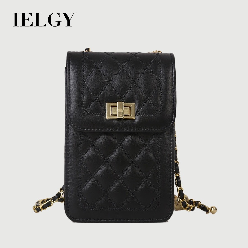 Túi đeo chéo họa tiết kim cương IELGY có dây chuyền màu vàng để lưu trữ điện thoại tiện lợi