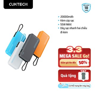 Sạc dự phòng CUKTECH CP25 20000mAh Xiaomi 55W 2C1A (Sạc nhanh kèm cáp sạc) Samsung