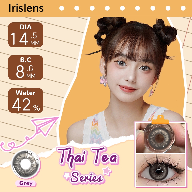 Kính áp tròng MCK1 Đen Xám Mắt Mềm Mại Tự Nhiên Tiếp Xúc Trà Thái Xám 0.00--6.00 14.5mm