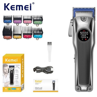 Máy cắt tóc chuyên nghiệp Kemei Tông đơ cắt tóc điện không dây Máy cắt tóc phai màu có thể sạc lại cho nam 9000RPM