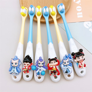  Bàn chải đánh răng trẻ em Nezha Ao Bing Bàn chải đánh răng trẻ em 6 đến 12 tuổi Lông mềm Bàn chải đánh răng cho bé Bảo vệ nướu để 