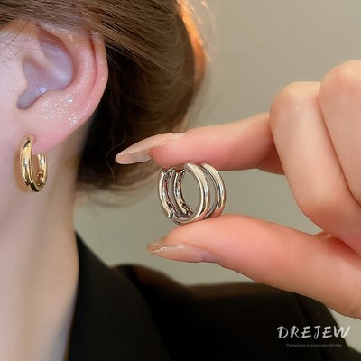 Drejew Ánh Sáng Âu Mỹ Sang Trọng Tròn Bóng Khóa Tai retro Thời Trang Bông Tai Nữ Cá Tính Đa Năng Bông Tai