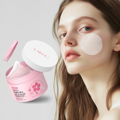 Laikou Sakura Day Night Toner Pad Với Salicylic Acid Kiểm Soát Dầu Giảm Mụn Thu Nhỏ Lỗ Chân Lông Miếng Lót 100ml / 40 miếng