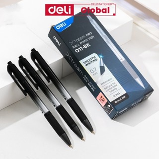 Bộ bút bi Deli 12 chiếc - Mực xanh đen, viết mượt mà, dùng cho trường học, văn phòng và gia đình