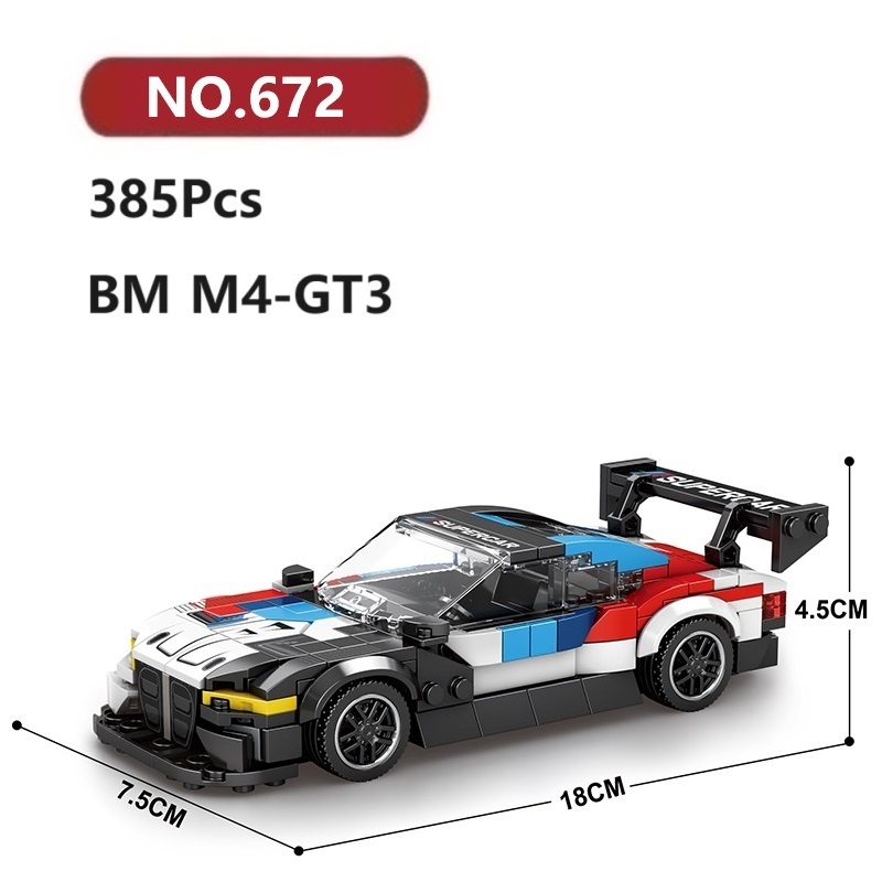 ✨BMW M4-GT3 Đồ Chơi Lắp Ráp Mô Hình 385Chi Tiết Reobrix Car Siêu Xe Lắp Ghép Xếp Hình