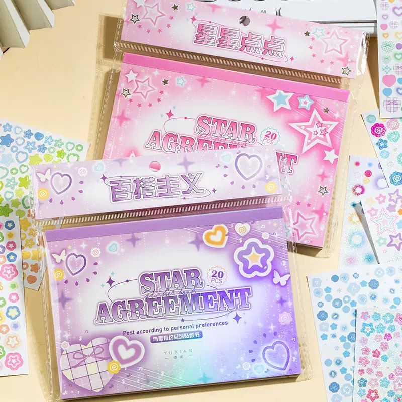 | Chất liệu cơ bản Ohaya Star Love Sparkling Book Sổ tay diy Cuckoo Card Collage Sticker pxb3 |