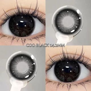 Set 1 Cặp (2 chiếc) Kính áp tròng UYAAI màu đen Độ giãn tròng 14.0/14.2/14.5mm, Độ cận 0.00-4.00 Độ