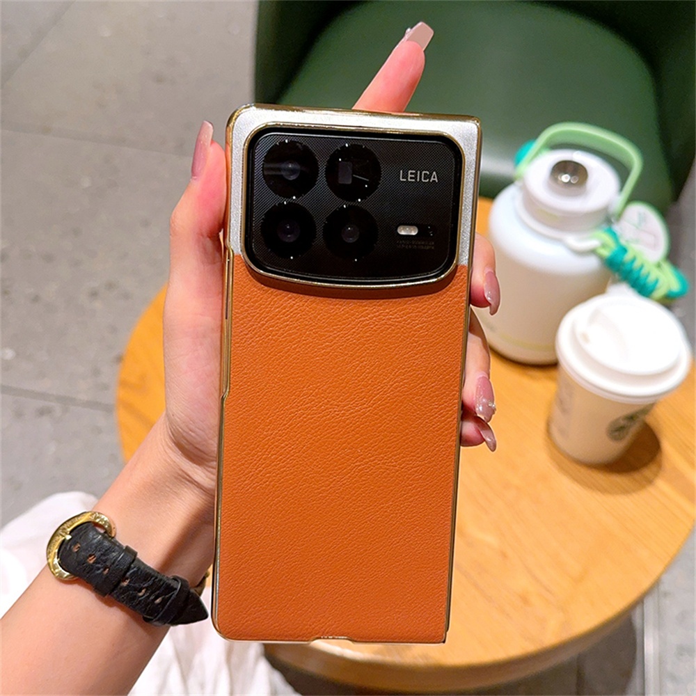 Ốp Điện Thoại Da Mạ Vàng Cho XiaoMi Mix Fold 4 Bảo Vệ PC Vỏ Cứng Fold4 Ốp Lưng