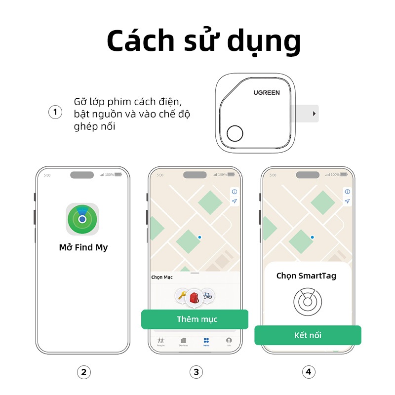 Ugreen Thẻ Thông Minh Định Vị Thông Minh Chống Mất Bluetooth5.0 Finder Airtag Theo Dõi Finder Định Vị Cho iPhone / iPad / Mac | BigBuy360 - bigbuy360.vn