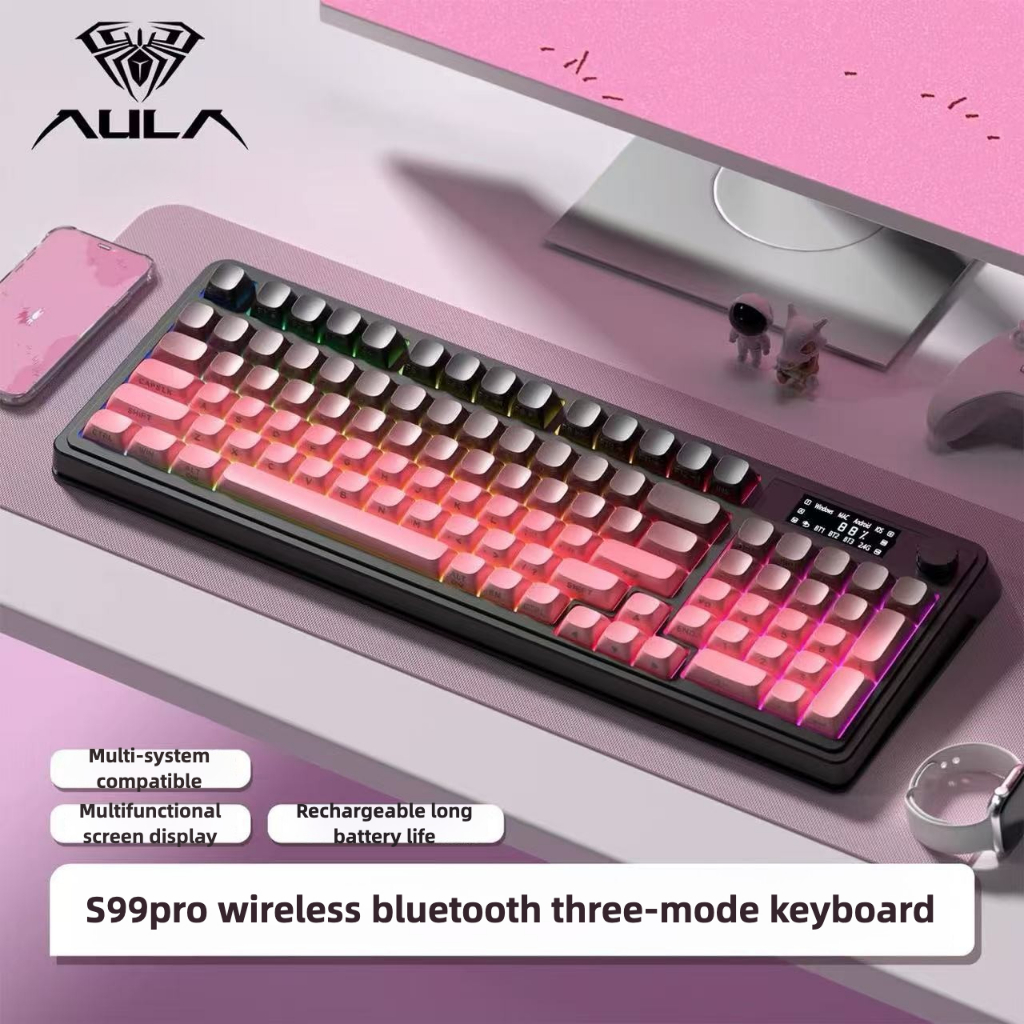 Aula S99 RGB Wireless 2.4G Bluetooth Bàn phím ba chế độ có thể sạc lại cảm giác Tay cầm Máy tính xách tay Văn phòng Trò chơi thể thao điện tử | BigBuy360 - bigbuy360.vn