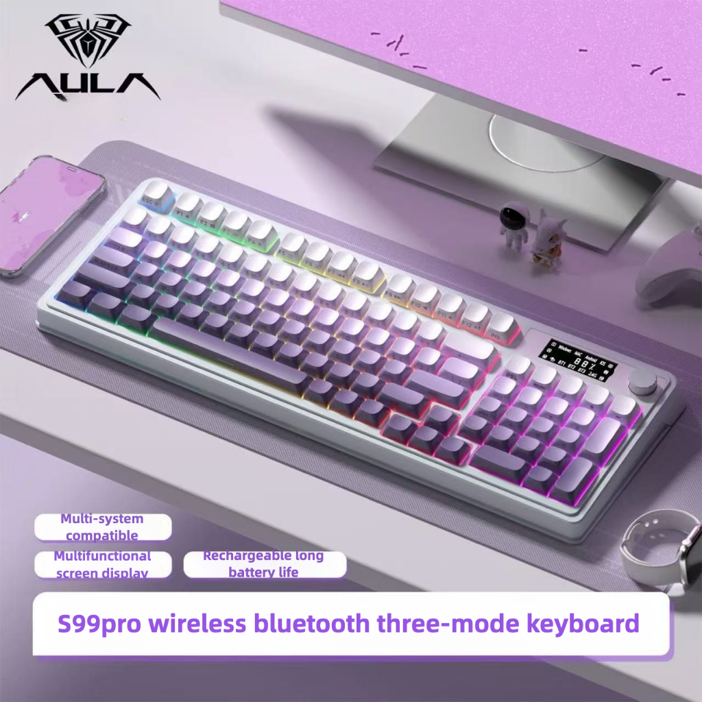 Aula S99 RGB Wireless 2.4G Bluetooth Bàn phím ba chế độ có thể sạc lại cảm giác Tay cầm Máy tính xách tay Văn phòng Trò chơi thể thao điện tử | BigBuy360 - bigbuy360.vn
