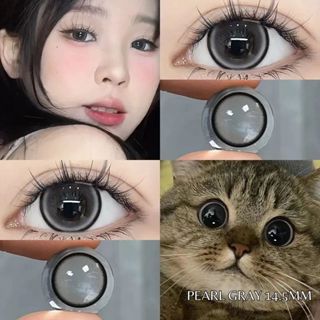 [Lens cận] Kính áp tròng UYAAI 2 chiếc\ cặp Kính áp tròng màu xám ngọc trai mắt to 14,5mm có thể sử dụng trong một năm 0,00--4,00