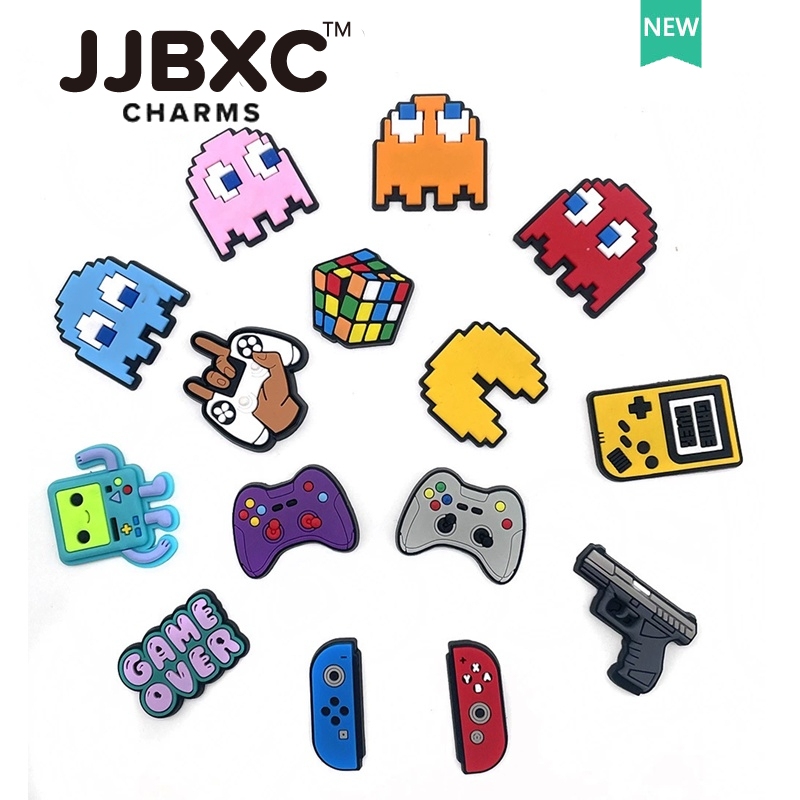 JJBXC Charm    Charms Phụ Kiện Giày PAC-MAN 5 GÓI Trò Chơi Hoạt Hình Giày Trang Trí Hoa Khóa Sticker Dép  