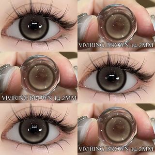   0 ~ 6 độ  Kính Áp tròng MCK1 màu nâu UYAAI 14,2mm VIVIRING Ống kính màu nâu 1 NGÀY gần bé gái đeo mắt 