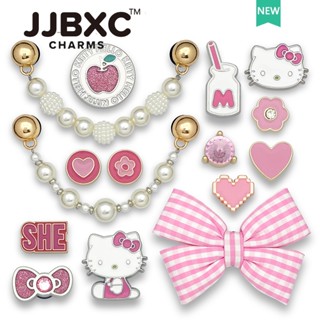 JJBXC cross  charm Kim Loại Quyến Rũ Phụ Kiện Giày Khóa Giày Dễ Thương Nơ Màu Hồng Hello Kitty Trái Tim Kim Cương Giày Thời Trang Độc Đáo Sticker Dép Cross