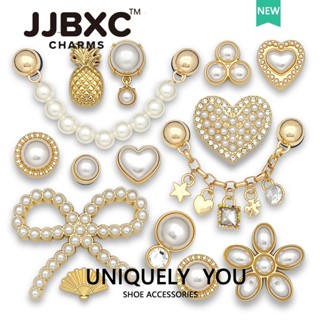JJBXC Charm Cross  Kim Loại Quyến Rũ Phụ Kiện Giày Ngọc Trai Đá Quý Trái Tim Khóa Giày Hợp Kim Chất Lượng Cao Phụ Kiện Giày Sticker Dép Cross