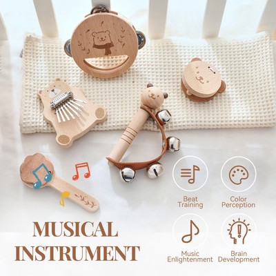 1 Bộ Đồ Chơi Âm Nhạc Gõ Bằng Gỗ Cho Trẻ Em - Nhạc Cụ Học Tập Sớm Giáo Dục Montessori, Đồ Chơi Tập Đi Cho Bé 1-3 Tuổi