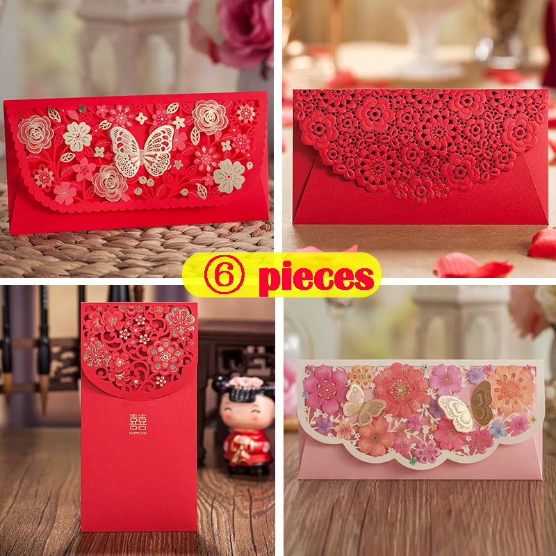 Bộ 6 Bao Lì Xì Mừng Năm Mới Họa Tiết Thỏ Phong Cách Trung Hoa 2022 2023 6pcs Angpao Wedding Red Pack