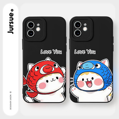 Ốp lưng Jursue nam nữ cặp đôi dễ thương đẹp hoạt hình độc lạ ngộ nghĩnh hình bựa hài hước chống sốc chống bẩn mềm cho iPhone 17 16 15 14 13 12 11 PRO MAX SE 2020 X XR XS ip 8 7 