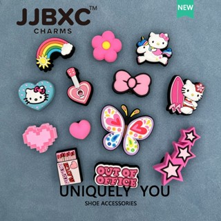 JJBXC Charm phụ kiện dép cross - JJBXC Charm Cross Phụ Kiện Giày Lỗ - Màu Hồng Dễ Thương, Trang Sức Hello Kitty - Khóa Trang Trí Cross - Tặng Kèm Sticker Dép Cross Sticker Dép Cross