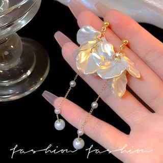  Bông Tai Ngọc Trai Trắng Nguyên Chất Nữ Dây Xích Thời Trang Hàn Quốc Giả Vỏ Bắp Cải Lá Tua Rua Bông Tai Zhaiyue Lễ Hội Kaizhai Quà Tặng Cho Bạn Gái Cho Mẹ 