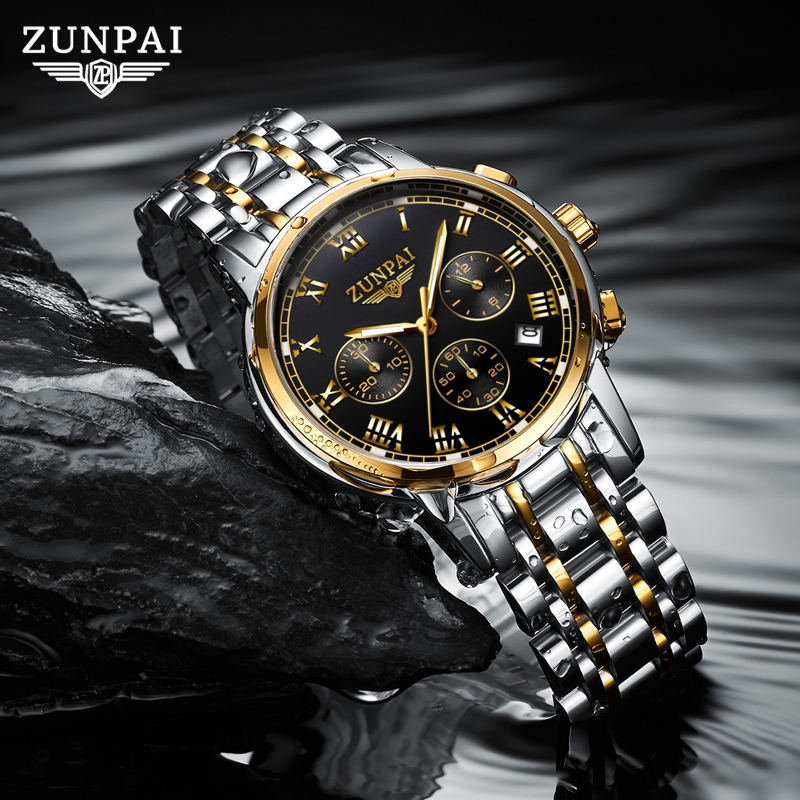 ZUNPAI Đồng hồ thông thường dành cho doanh nhân Không khí đơn giản Đồng hồ bấm giờ ba mắt đa chức năng Đồng hồ bơi thể thao chống thấm nước bằng thép không gỉ Đồng hồ phổ biến Chức năng lịch Đồng hồ thạch anh | BigBuy360 - bigbuy360.vn