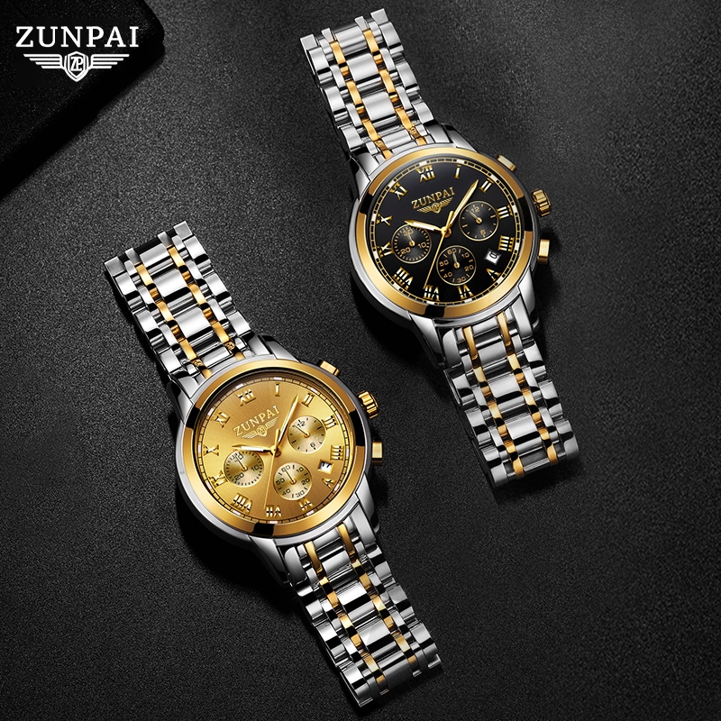 ZUNPAI Đồng hồ thông thường dành cho doanh nhân Không khí đơn giản Đồng hồ bấm giờ ba mắt đa chức năng Đồng hồ bơi thể thao chống thấm nước bằng thép không gỉ Đồng hồ phổ biến Chức năng lịch Đồng hồ thạch anh | BigBuy360 - bigbuy360.vn