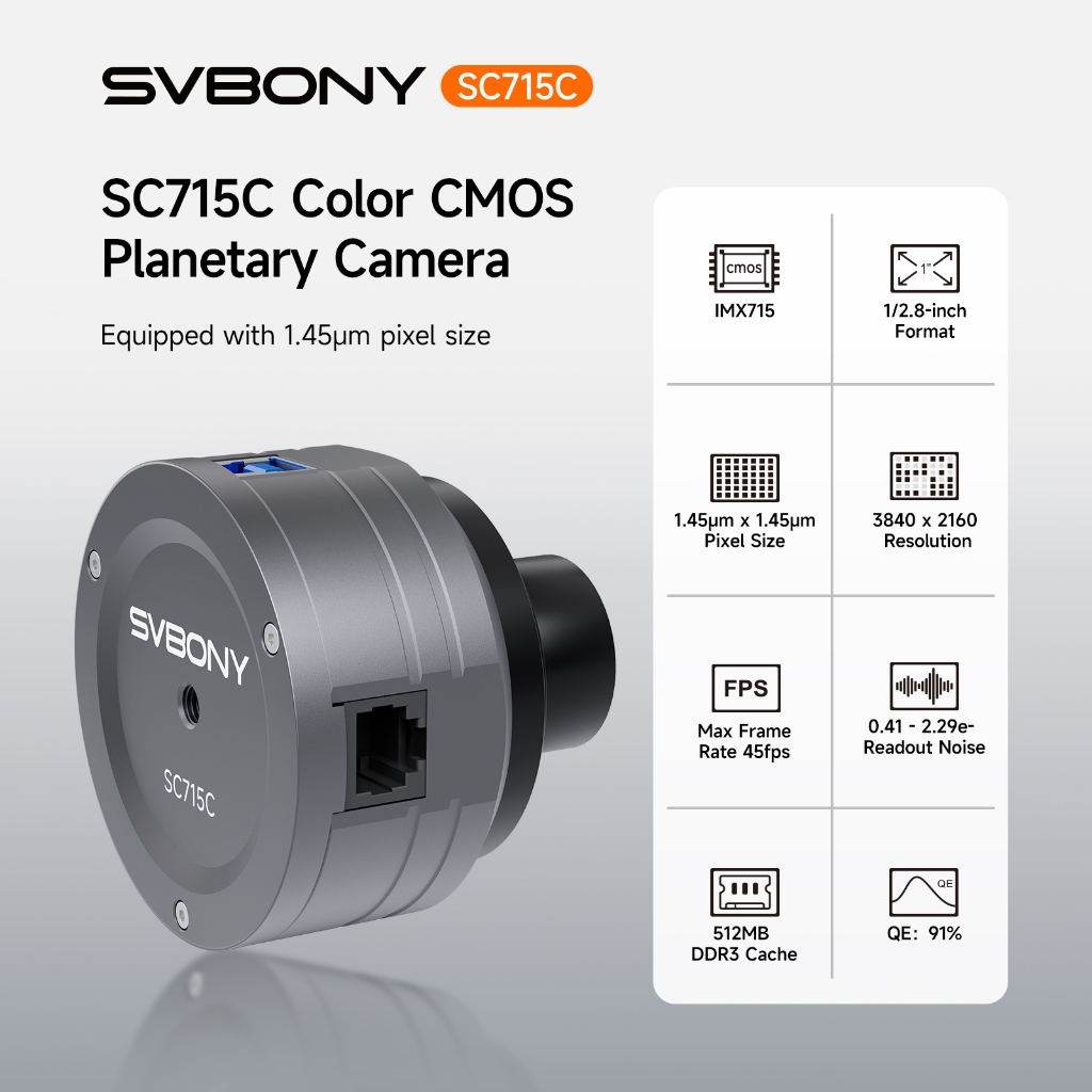 Svbony SC715C 8.4MP Màu CMOS Máy Ảnh Hành Tinh IMX715 USB3.0 Kính Mắt Điện Tử